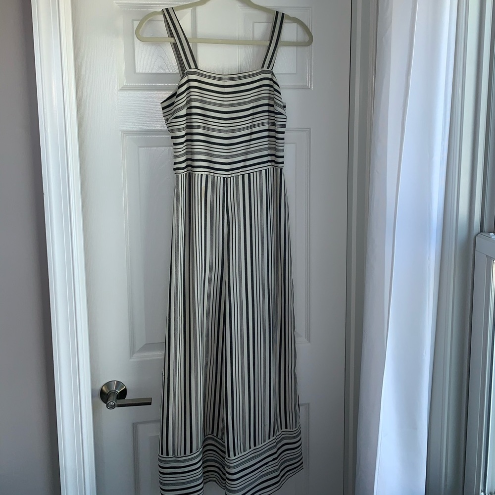 Black and off-white striped jumpsuit
